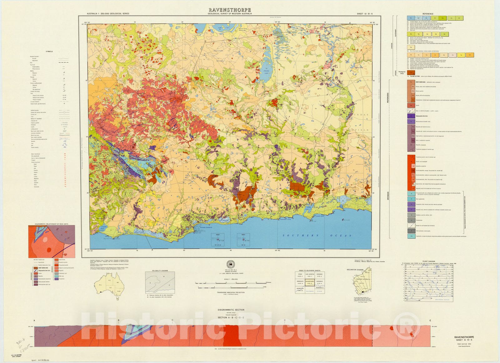 Map : Ravensthorpe, Australia 1974, Australia 1:250,000 geological series , Antique Vintage Reproduction