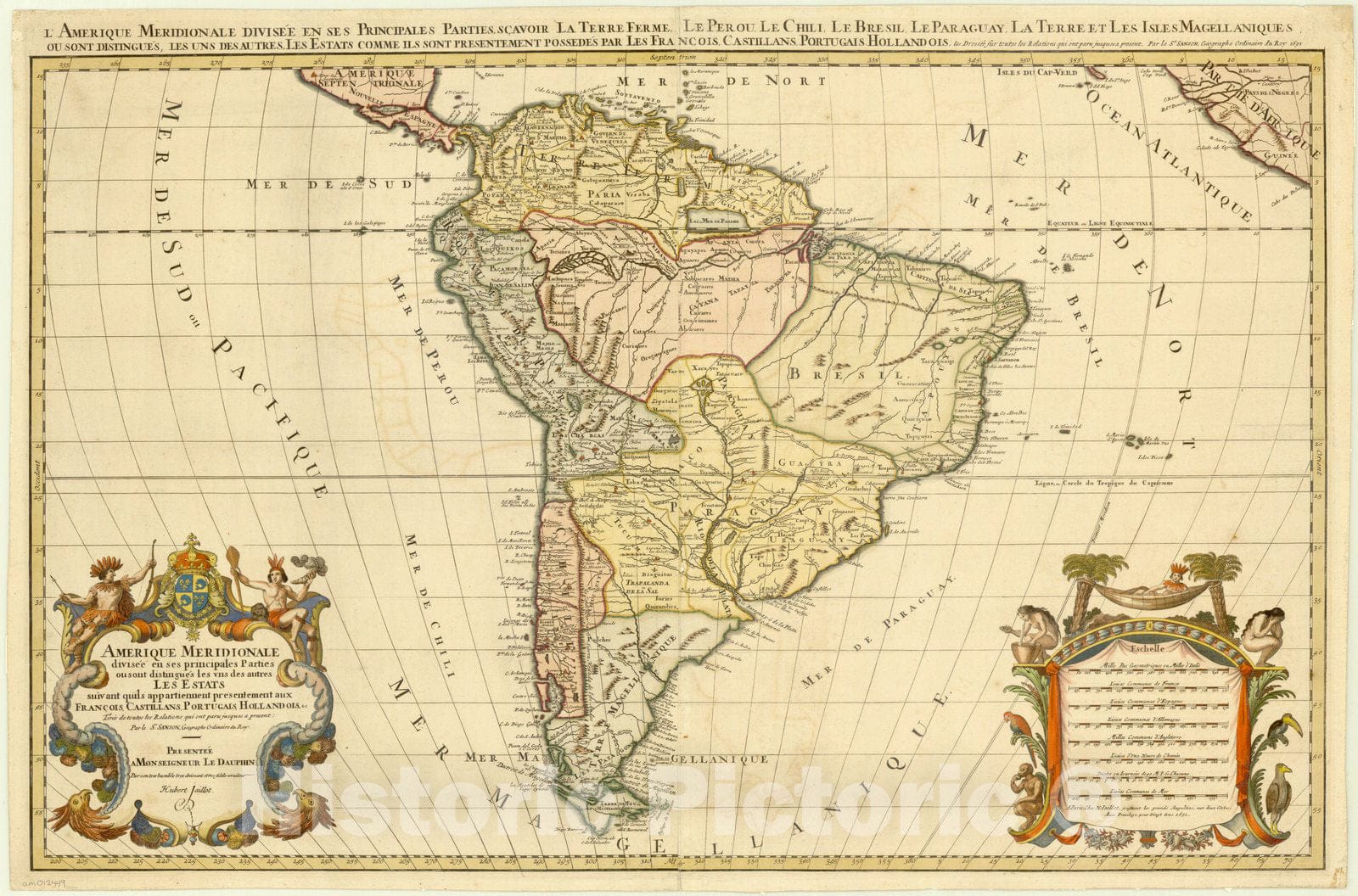 Map : South America 1691, Antique Vintage Reproduction