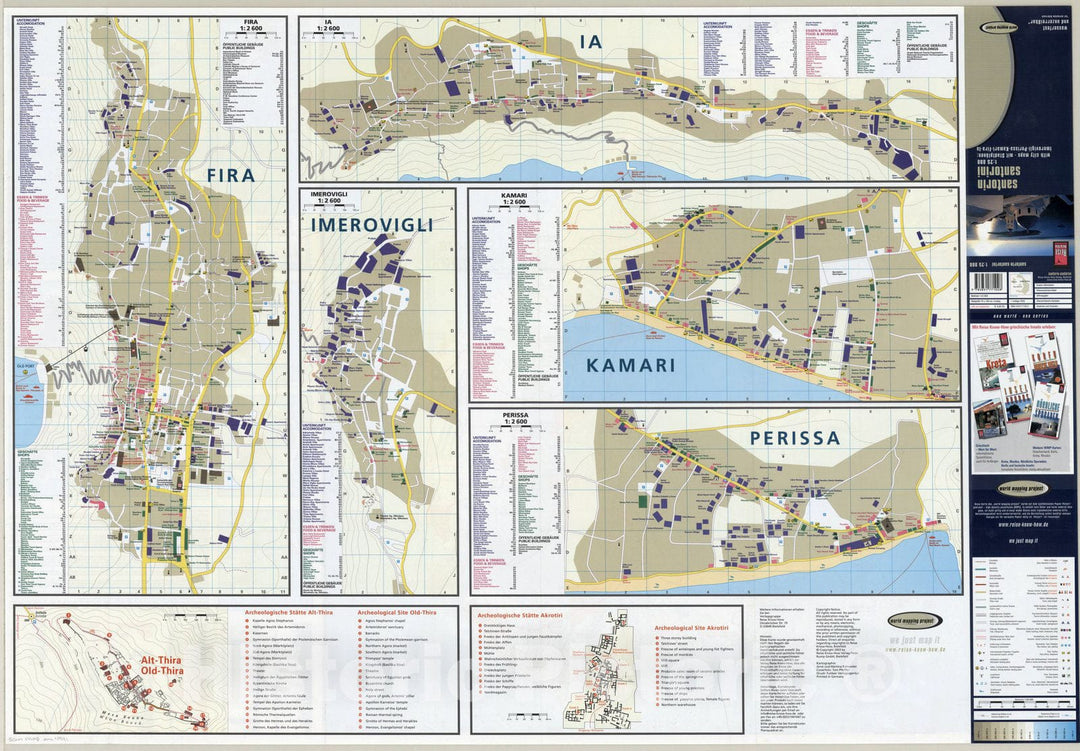 Map : Santorini Island, Greece 2003 2, Antique Vintage Reproduction