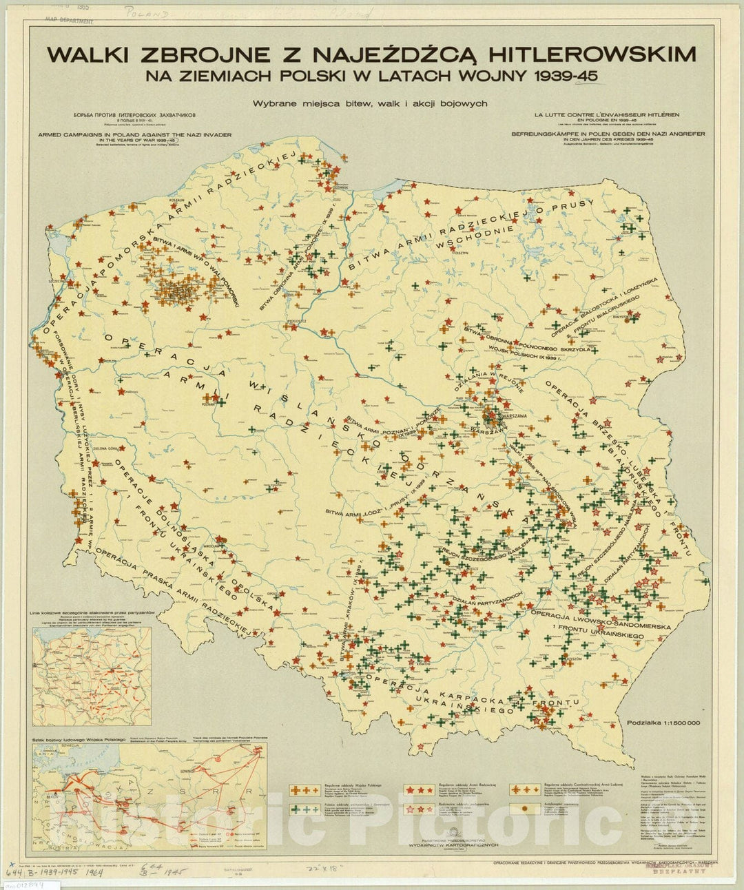 Map : Poland 1939-45 1964, Antique Vintage Reproduction