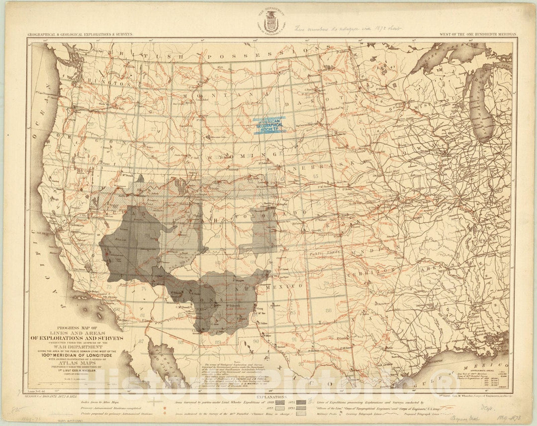 Map : United States 1873, Antique Vintage Reproduction