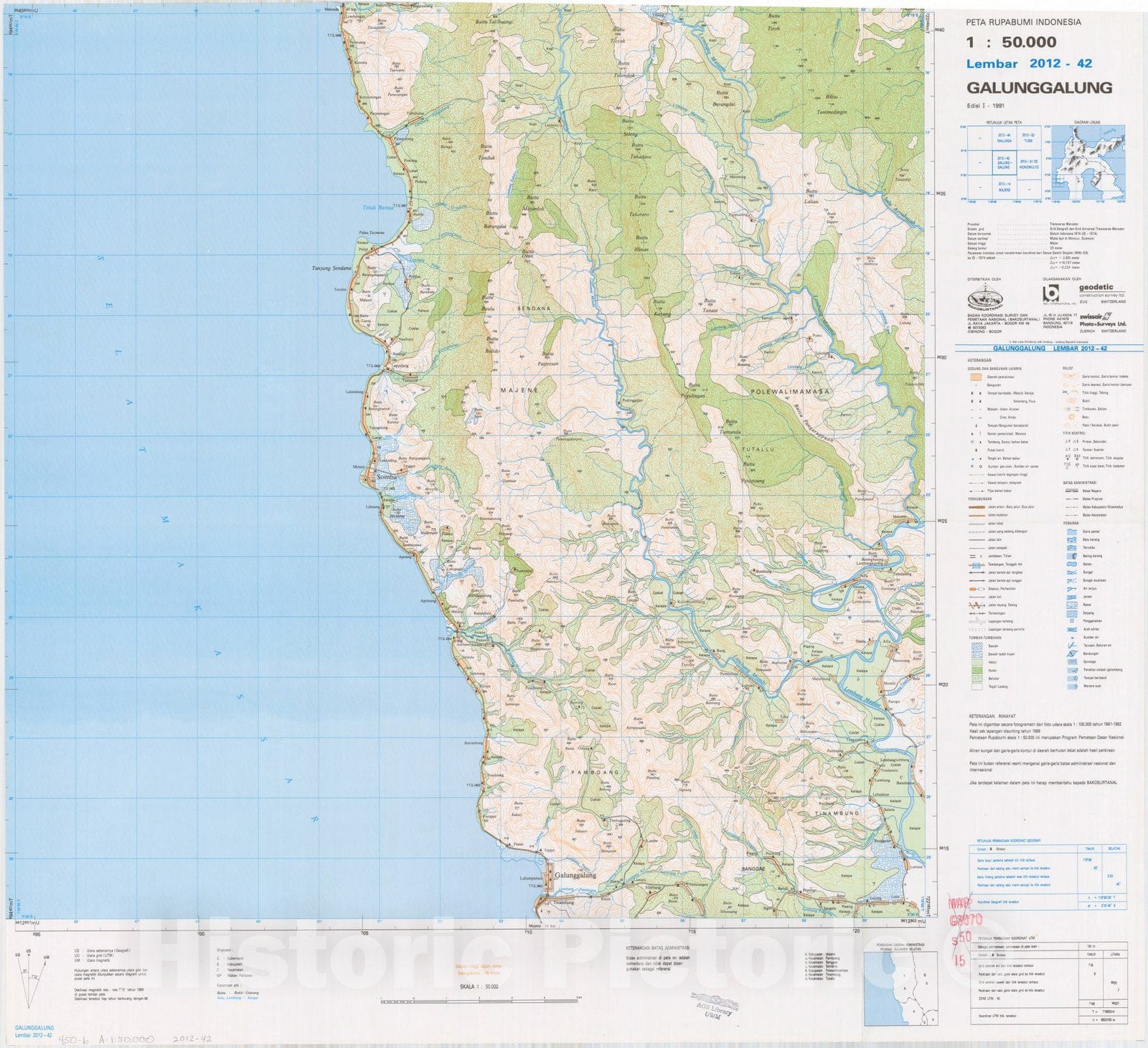 Map : Galunggalung, Indonesia 1991, Peta rupabumi Indonesia, 1:50,000 , Antique Vintage Reproduction