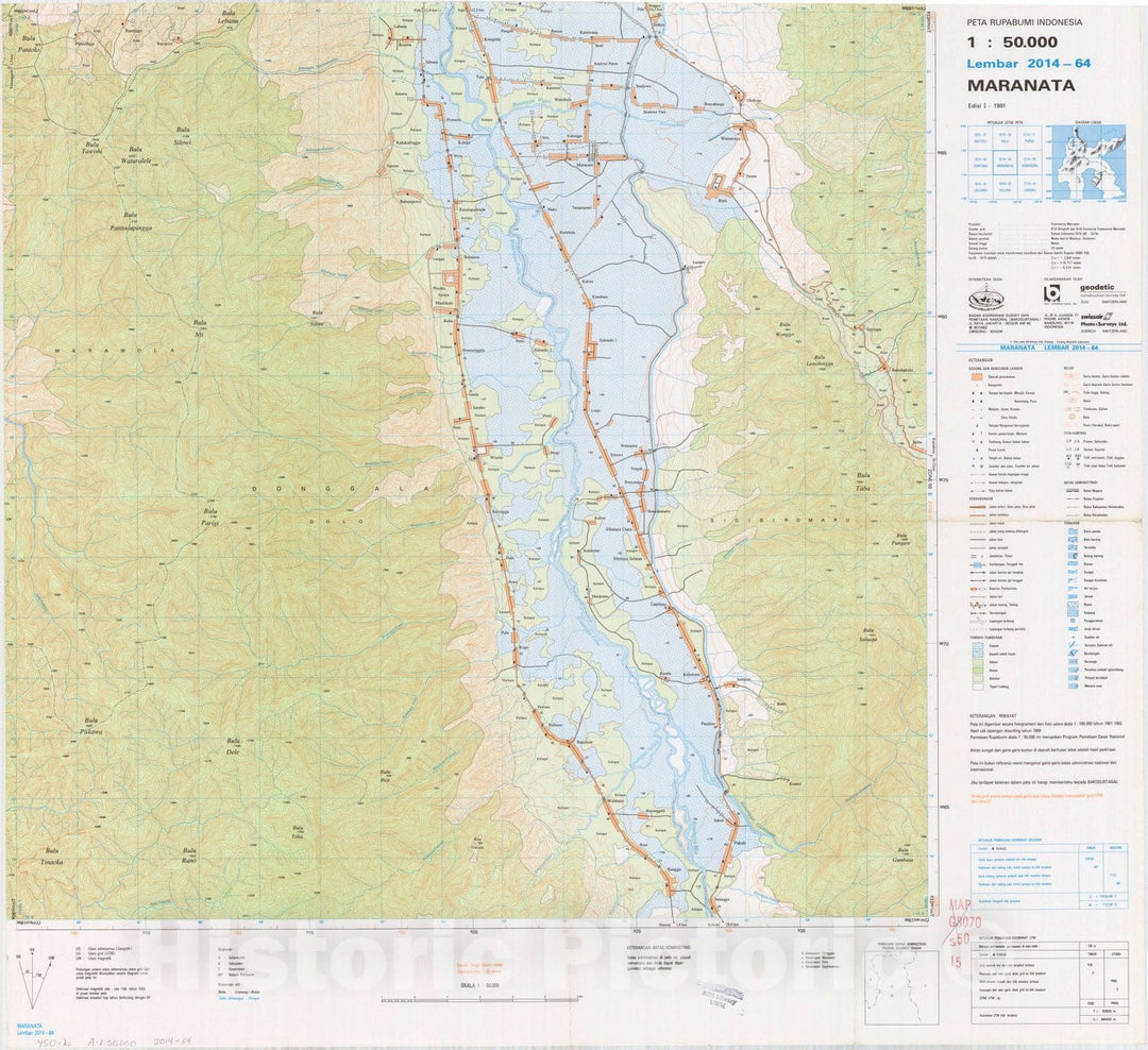 Map : Maranata, Indonesia 1991, Peta rupabumi Indonesia, 1:50,000 , Antique Vintage Reproduction