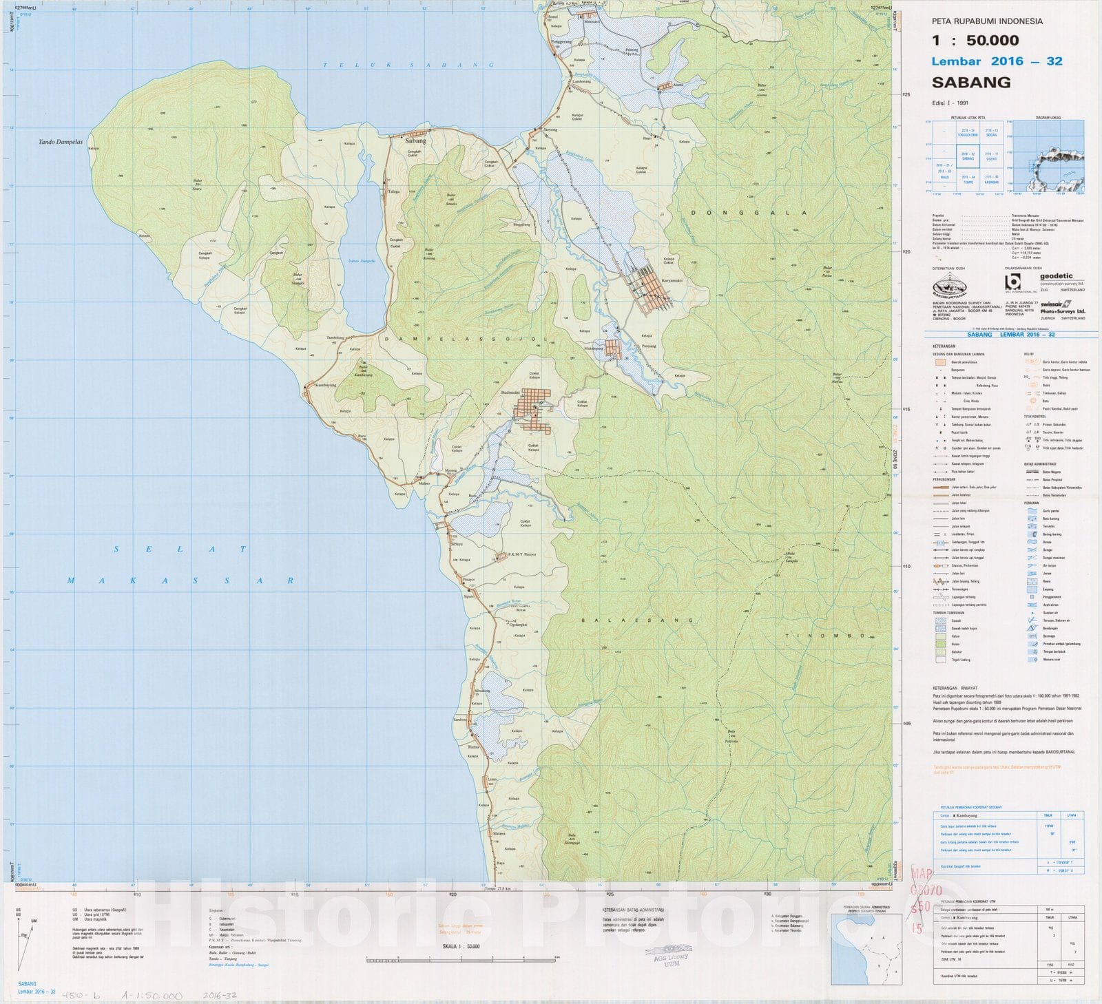 Map : Sabang, Indonesia 1991, Peta rupabumi Indonesia, 1:50,000 , Antique Vintage Reproduction