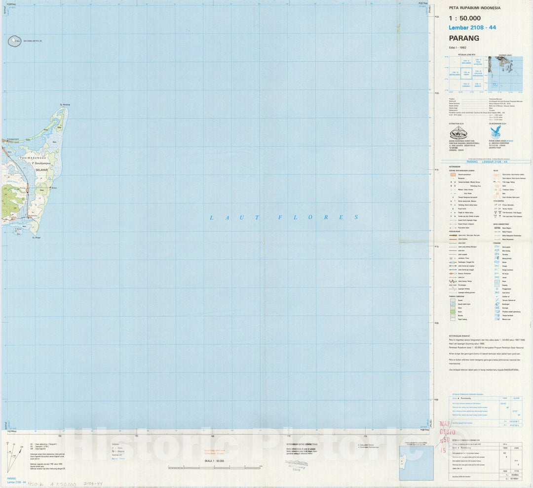 Map : Parang, Indonesia 1991, Peta rupabumi Indonesia, 1:50,000 , Antique Vintage Reproduction