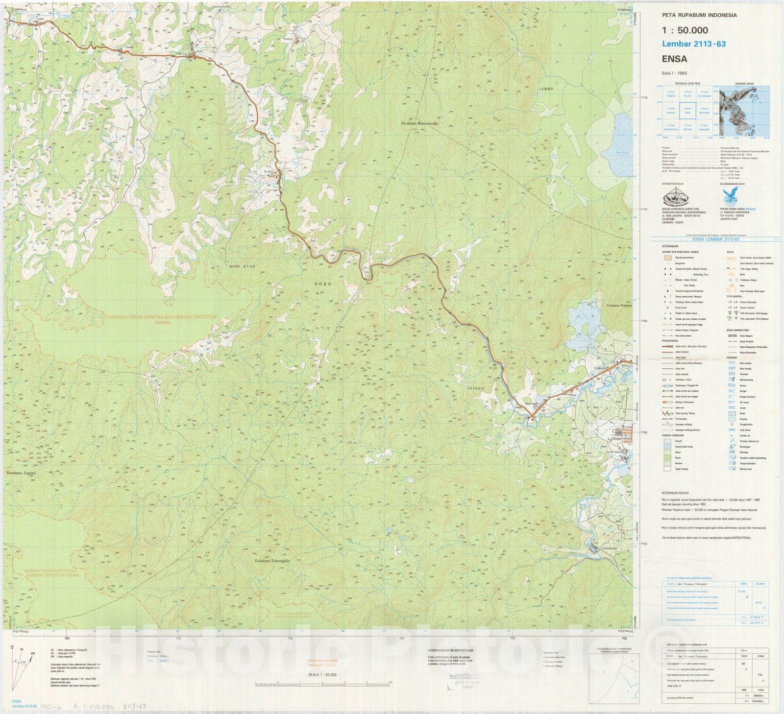 Map : Ensa, Indonesia 1991, Peta rupabumi Indonesia, 1:50,000 , Antique Vintage Reproduction