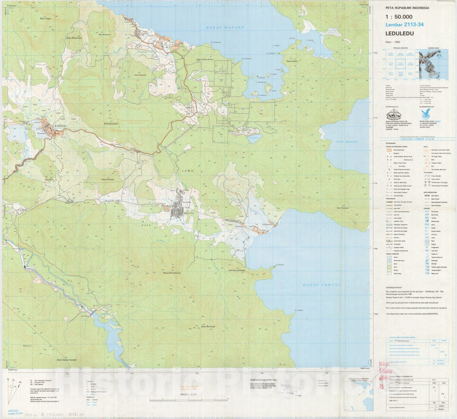 Map : Leduledu, Indonesia 1991, Peta rupabumi Indonesia, 1:50,000 , Antique Vintage Reproduction