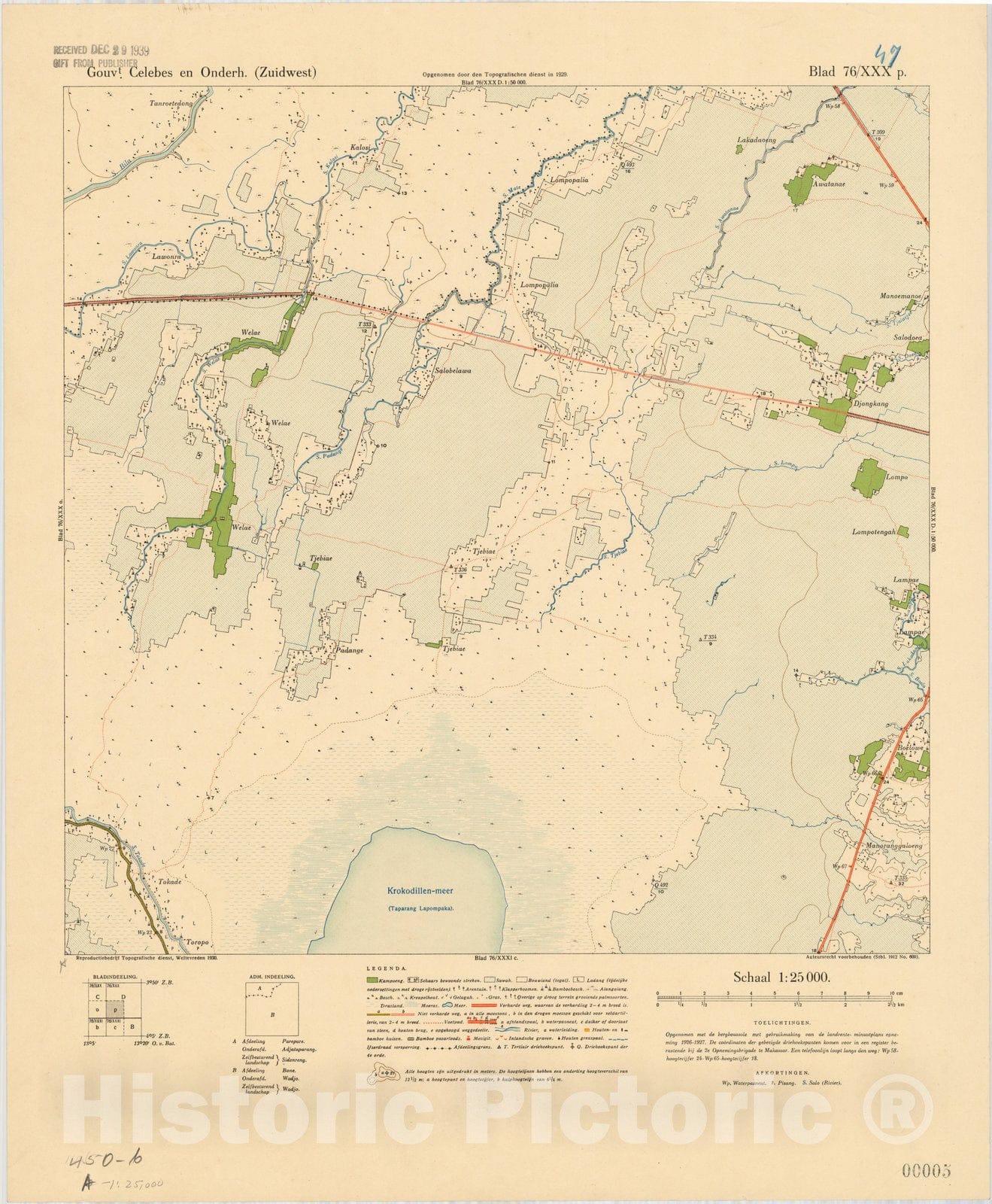 Map : Lombok, Indonesia 1930 5, Gouvt. Celebes en Onderh. (Zuidwest)., Antique Vintage Reproduction