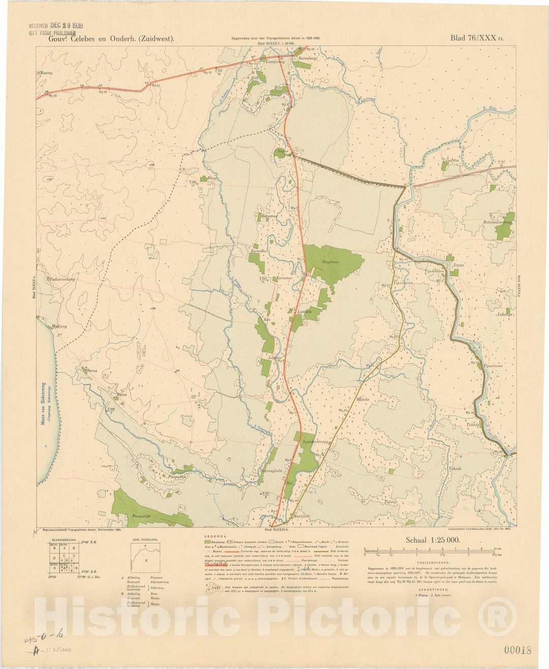 Map : Lombok, Indonesia 1930 3, Gouvt. Celebes en Onderh. (Zuidwest)., Antique Vintage Reproduction