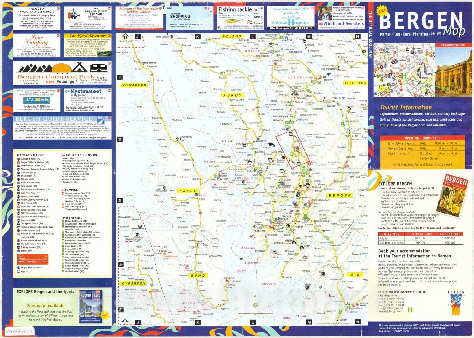 Map : Bergen, Norway 2005 2, Bergen map, Karte, plan, kart, piantina, di tu , Antique Vintage Reproduction