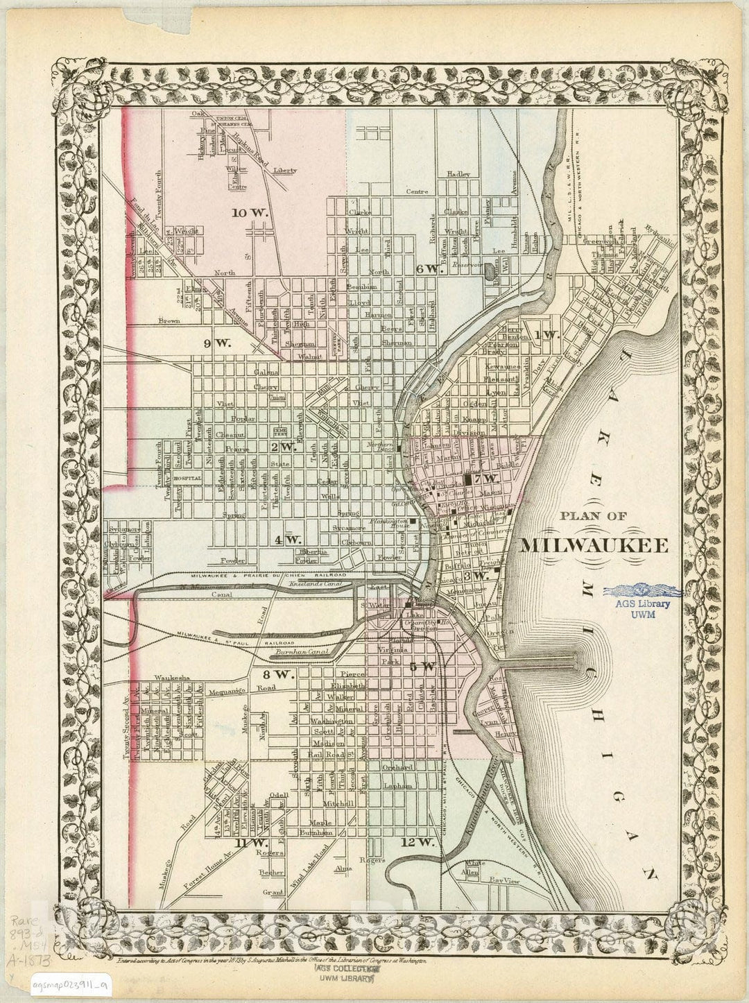 Map : Michigan and Wisconsin 1873 1, County and township map of the states of Michigan and Wisconsin , Antique Vintage Reproduction