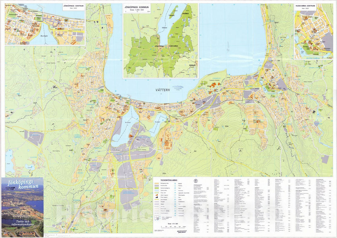 Map : Jou0308nkou0308pings, Sweden 1995 2, Jonkopings kommun turist-och informationskarta , Antique Vintage Reproduction