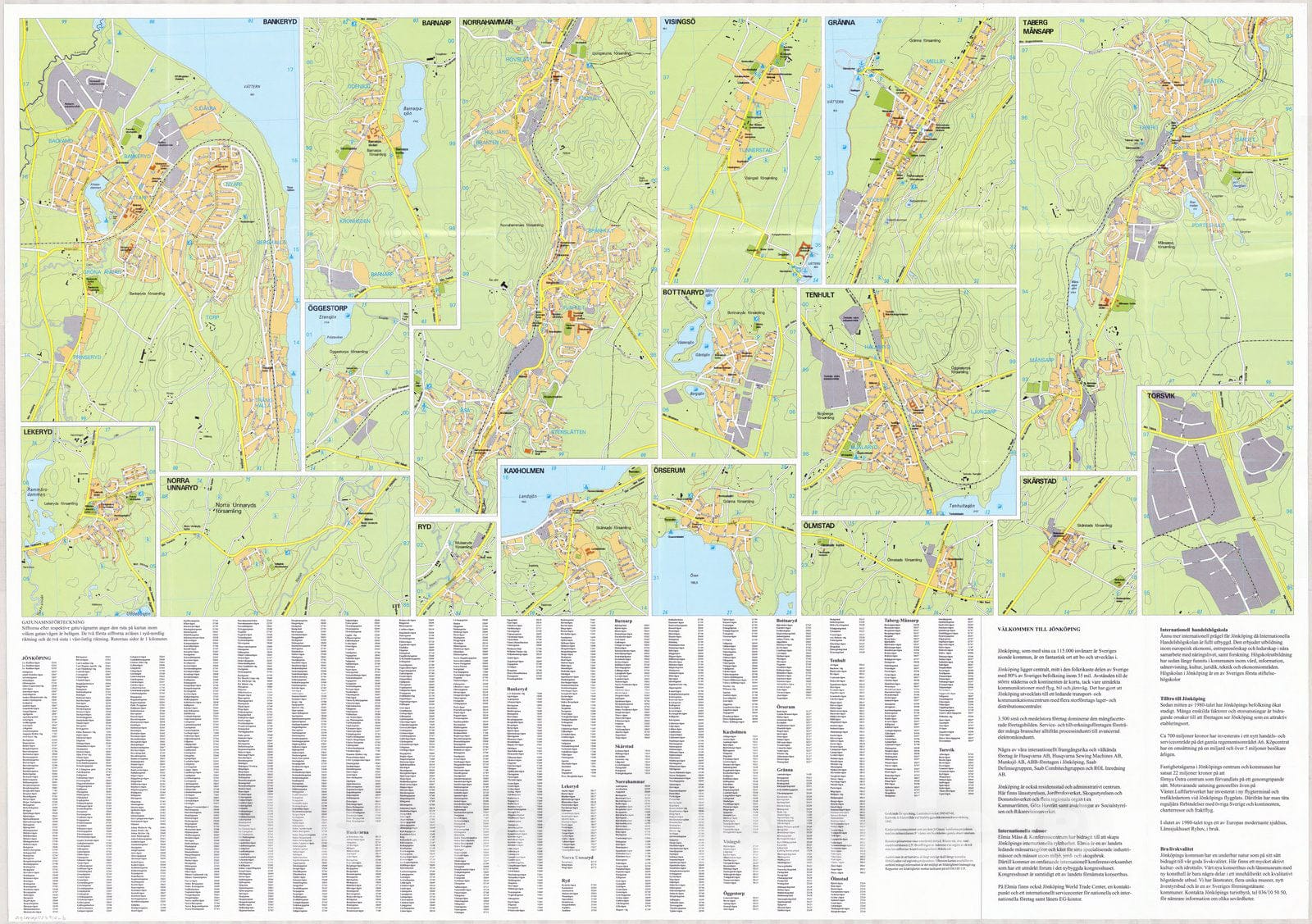 Map : Jou0308nkou0308pings, Sweden 1995 1, Jonkopings kommun turist-och informationskarta , Antique Vintage Reproduction