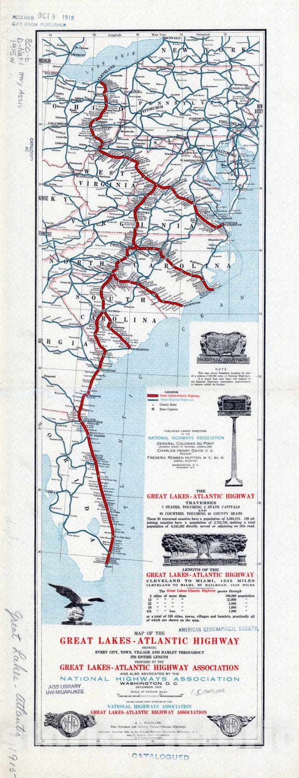 Map : Great Lakes-Atlantic Highway 1915, Map of the Great Lakes-Atlantic Highway : showing every city, town, village and hamlet throughout its entire length