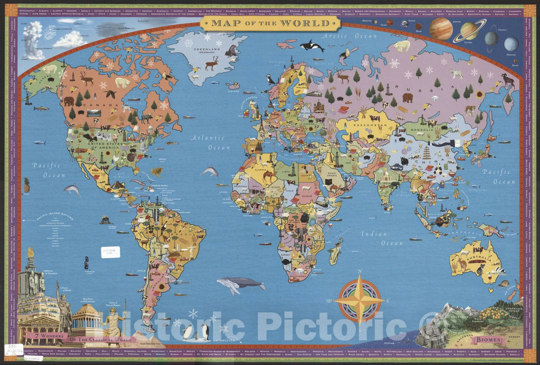 Map : World 2015, Map of the world, Antique Vintage Reproduction