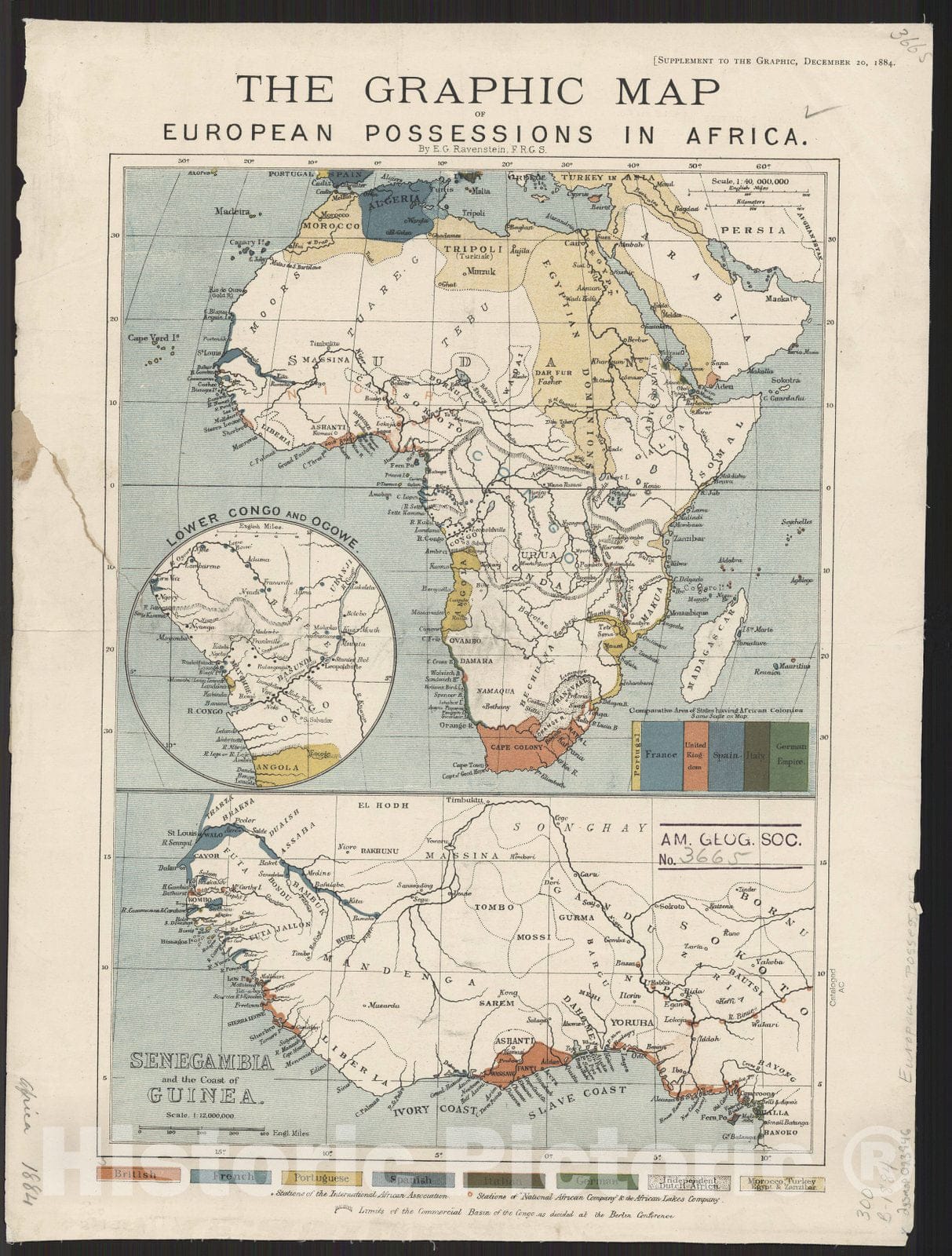 Map : Africa 1884, The Graphic map of European possessions in Africa , Antique Vintage Reproduction