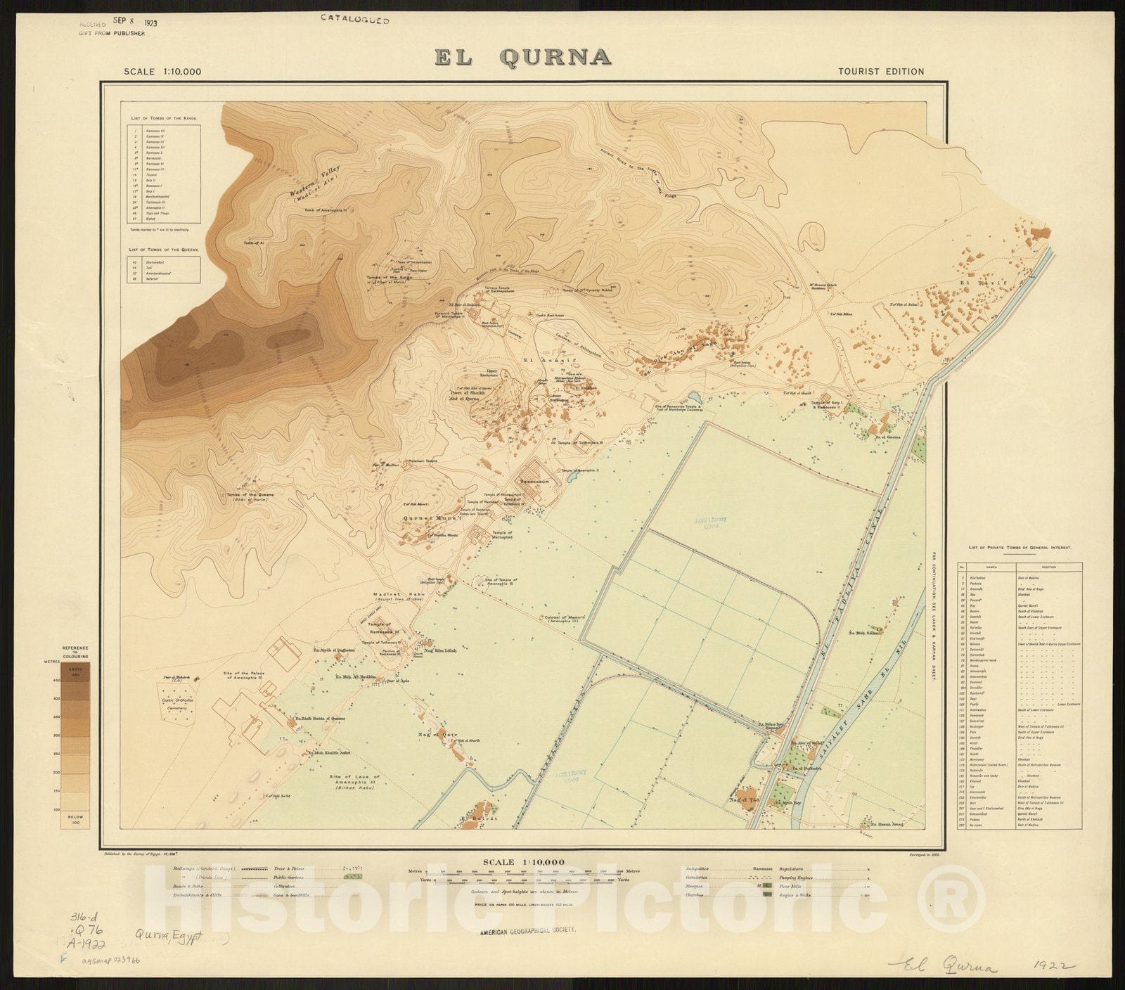 Map : Qina?, Egypt 1922, El Qurna., Antique Vintage Reproduction