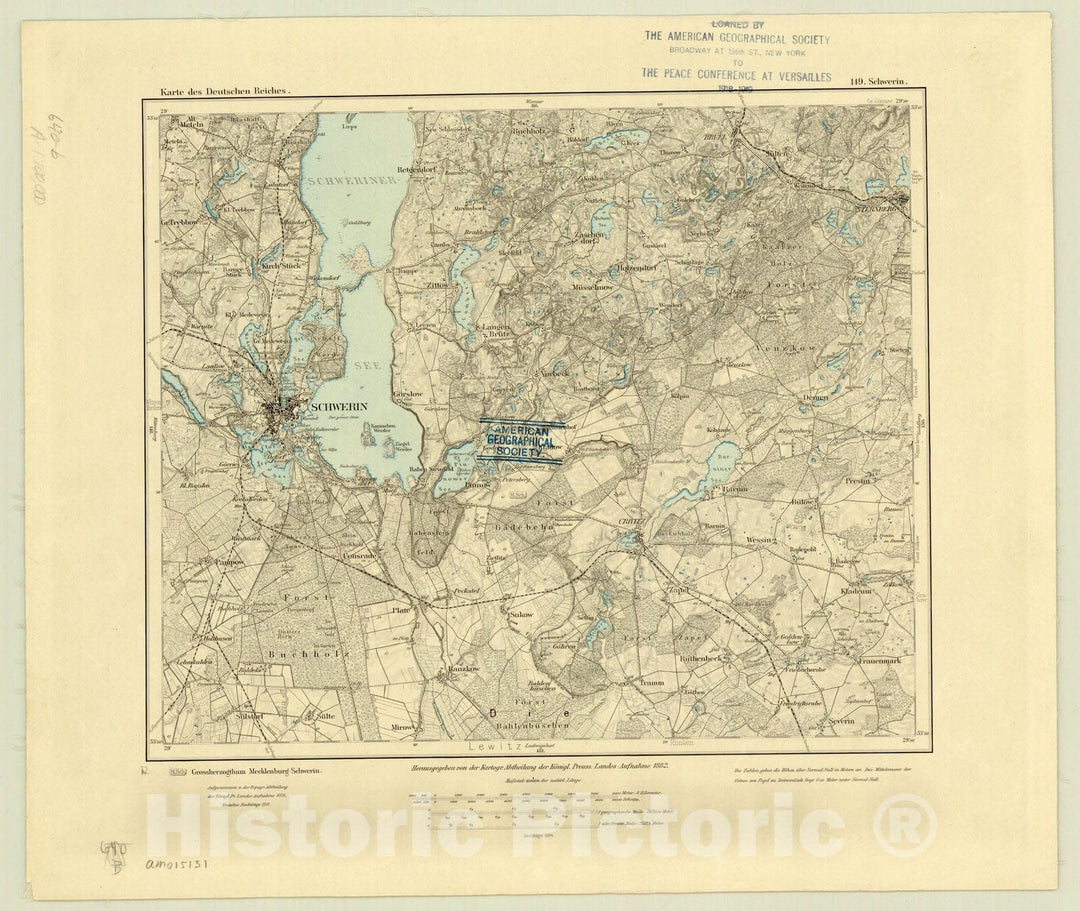 Map : Schwerin, Germany 1911, Karte des Deutschen Reiches , Antique Vintage Reproduction