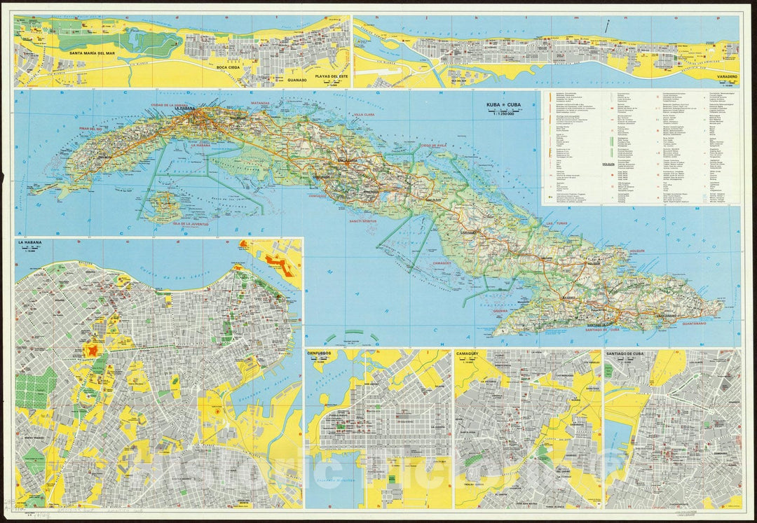 Map : Cuba 1992, Antique Vintage Reproduction