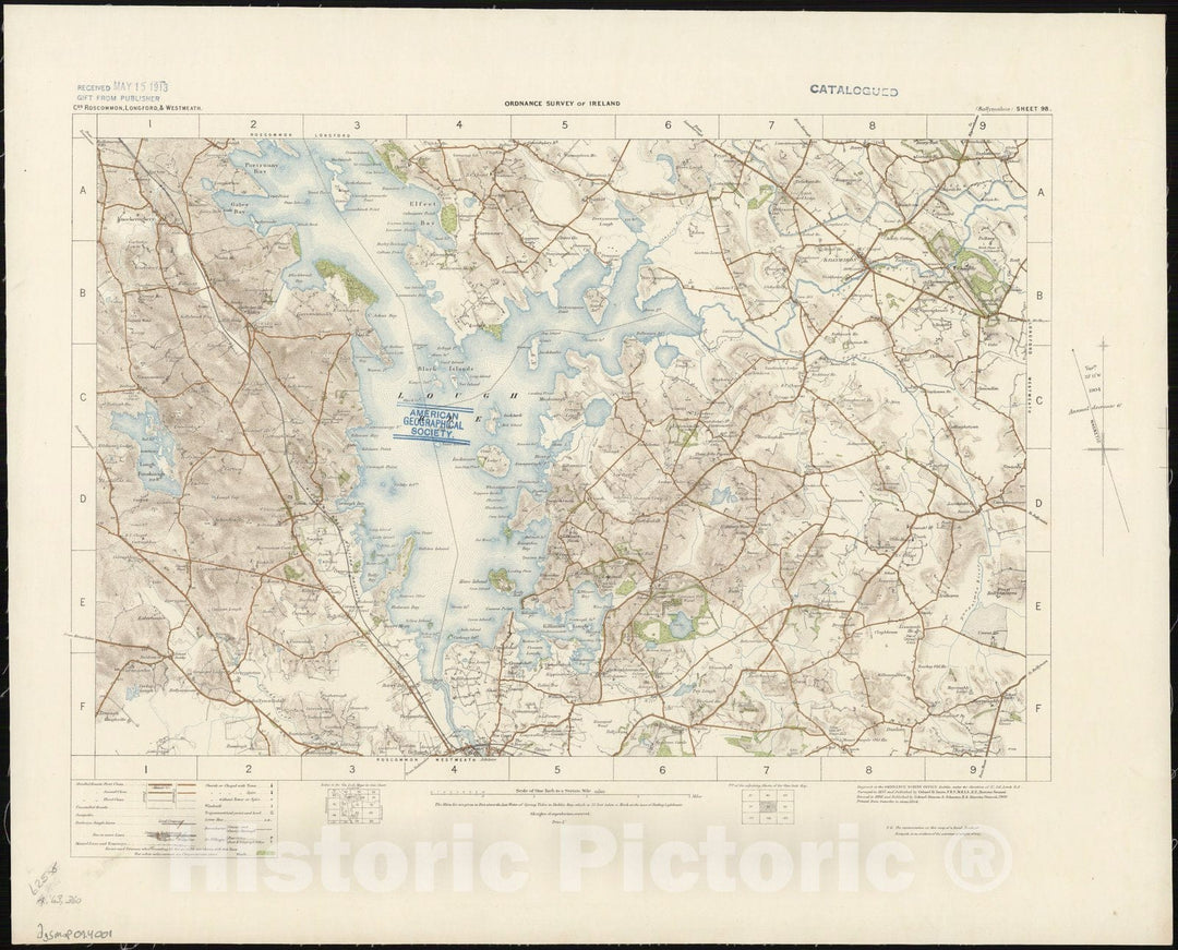 Map : Ballymahon, Ireland 1904, Ordnance Survey of Ireland, Ballymahon, sheet 98, Antique Vintage Reproduction