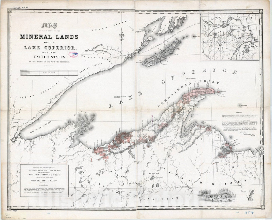 Map : Lake Superior 1842, Antique Vintage Reproduction