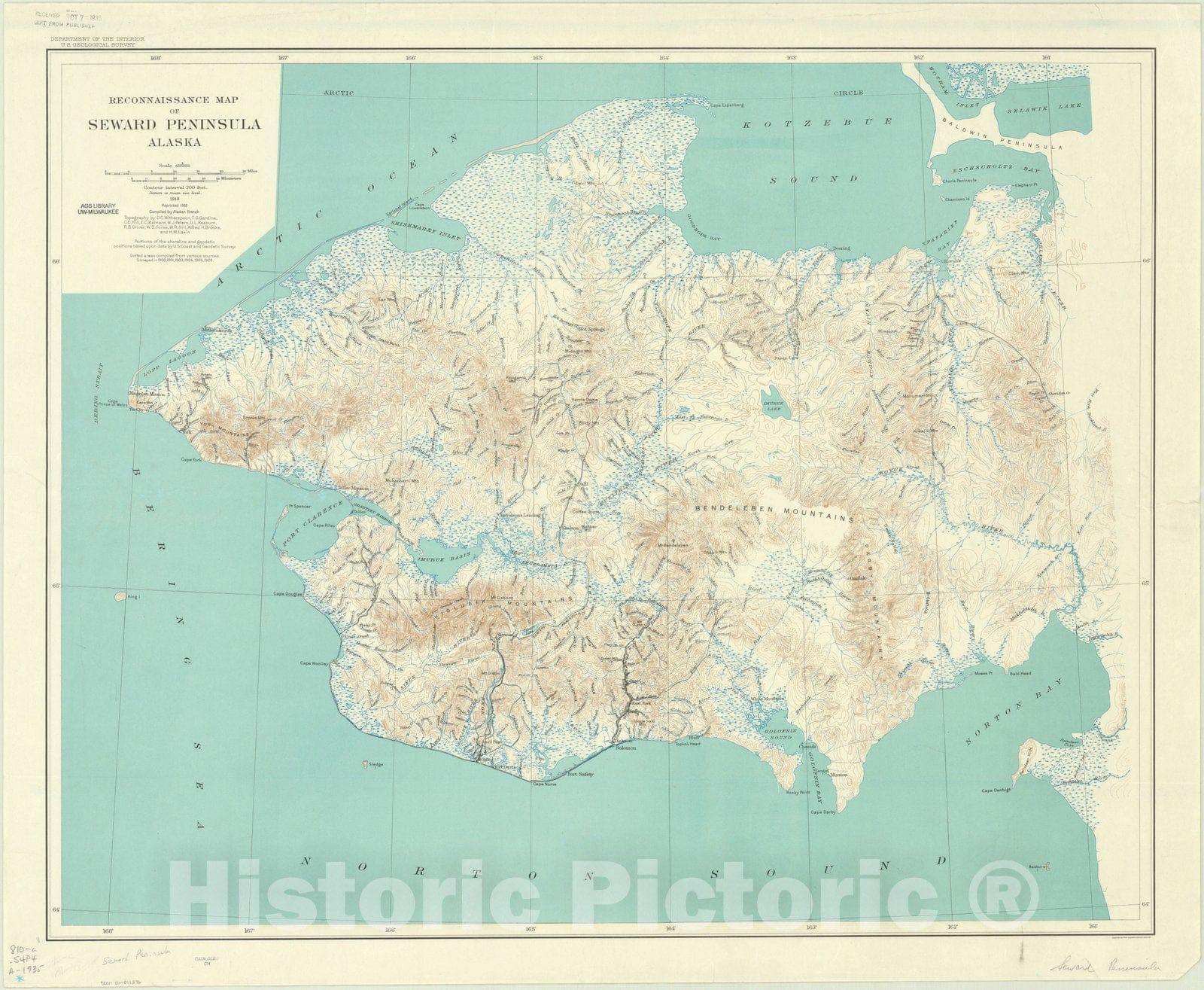 Map : Seward Peninsula 1935, Reconnaissance map of Seward Peninsula, Alaska , Antique Vintage Reproduction