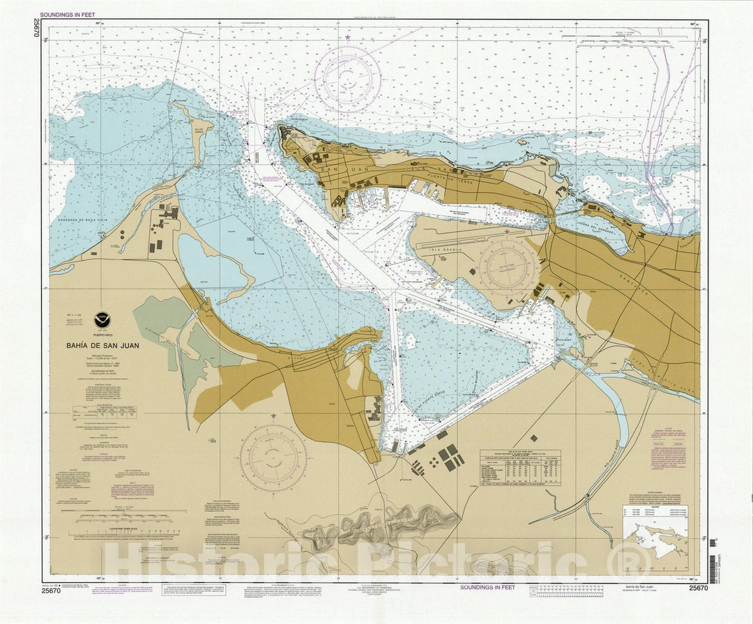 Map : San Juan, Puerto Rico 2003, Puerto Rico, Bahia de San Juan , Antique Vintage Reproduction