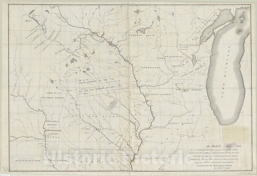 Map : United States 1836, Antique Vintage Reproduction