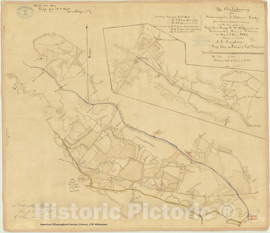 Map : Virginia Civil War Map 1862, Antique Vintage Reproduction