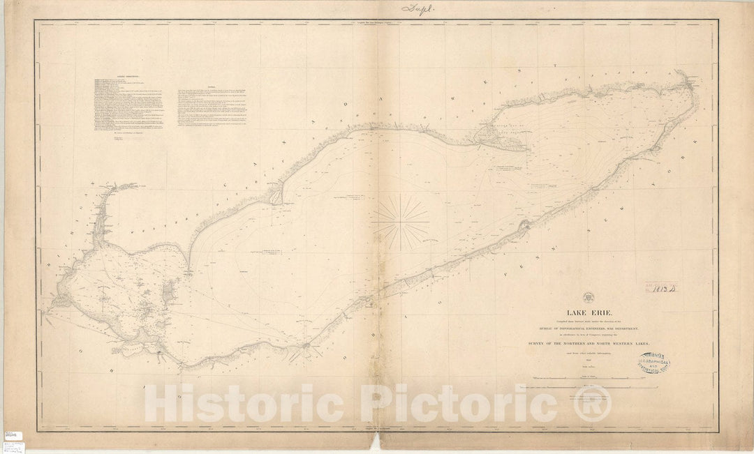 Map : Lake Survey Charts, Lake Erie, Antique Vintage Reproduction