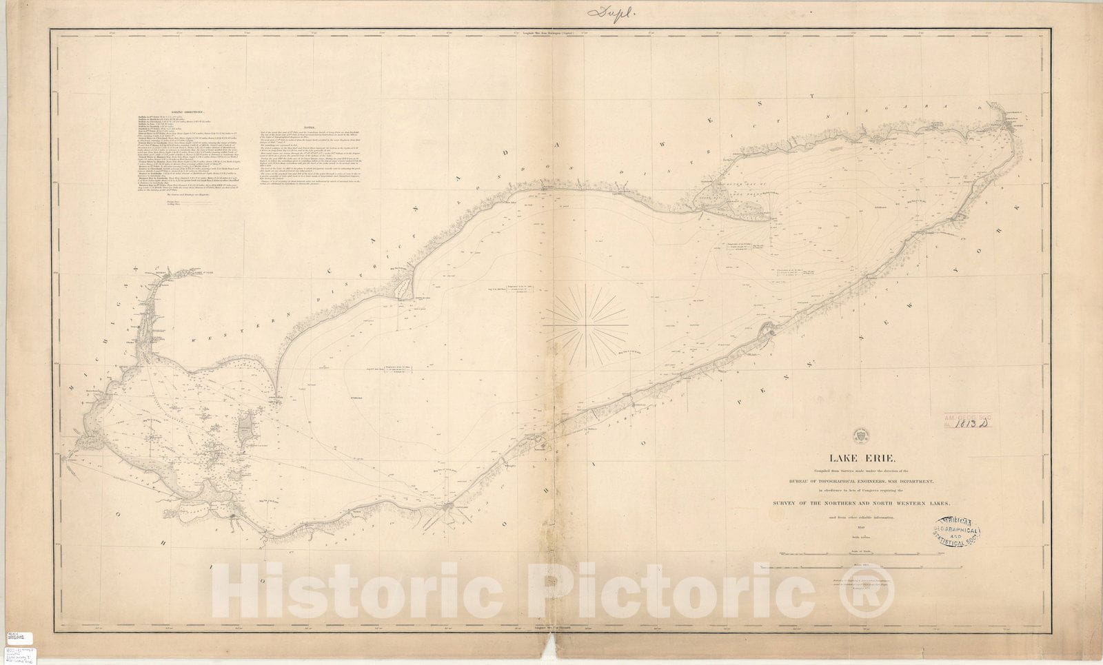 Map : Lake Survey Charts, Lake Erie, Antique Vintage Reproduction