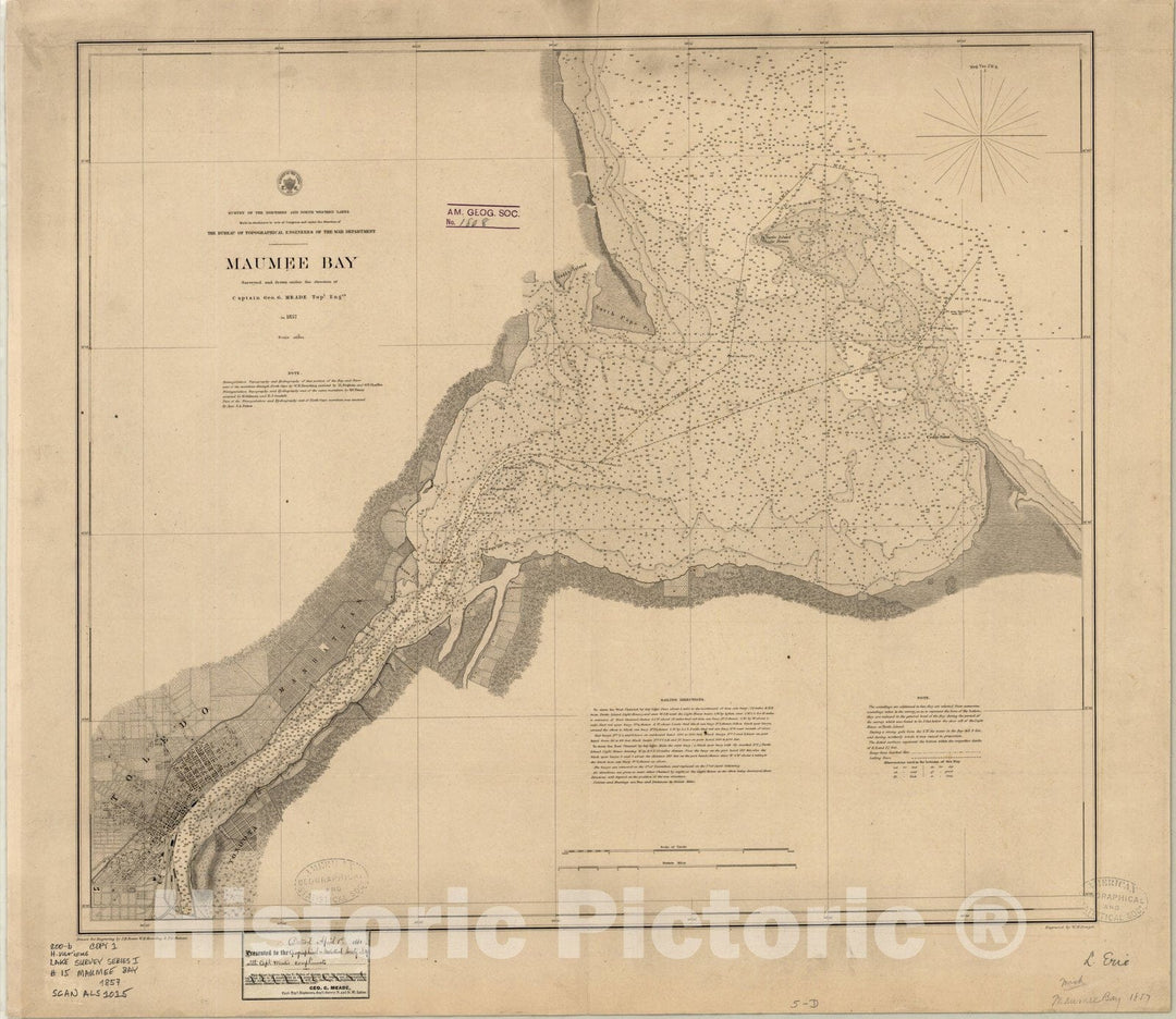 Map : Lake Survey Charts, Maumee Bay, Antique Vintage Reproduction