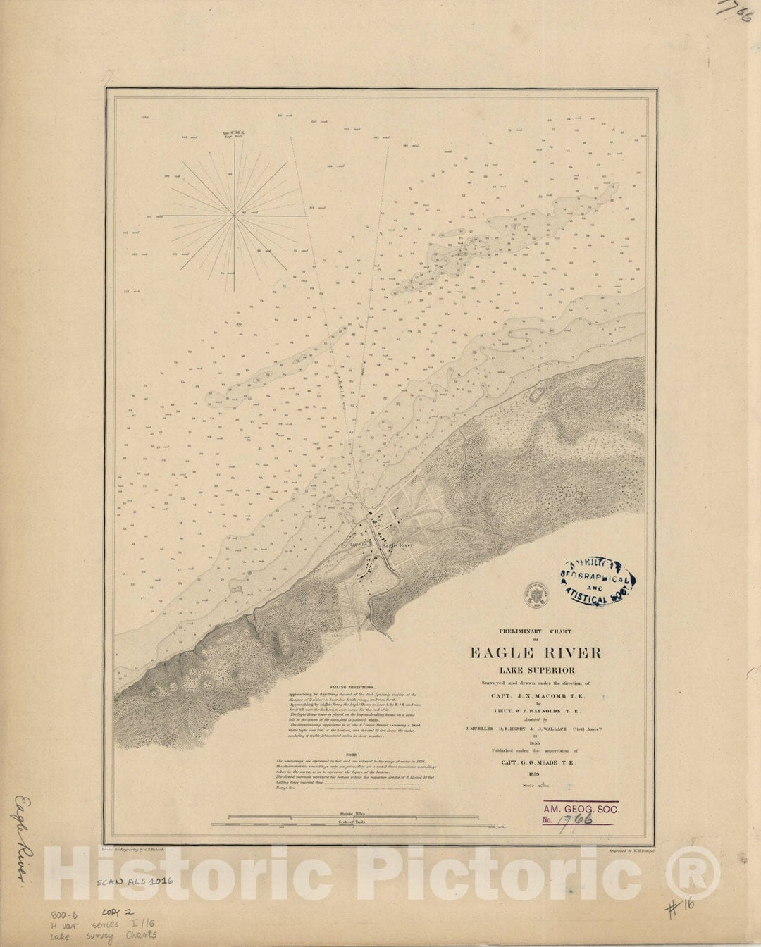 Map : Lake Survey Charts, Preliminary chart of Eagle River, Lake Superior, Antique Vintage Reproduction