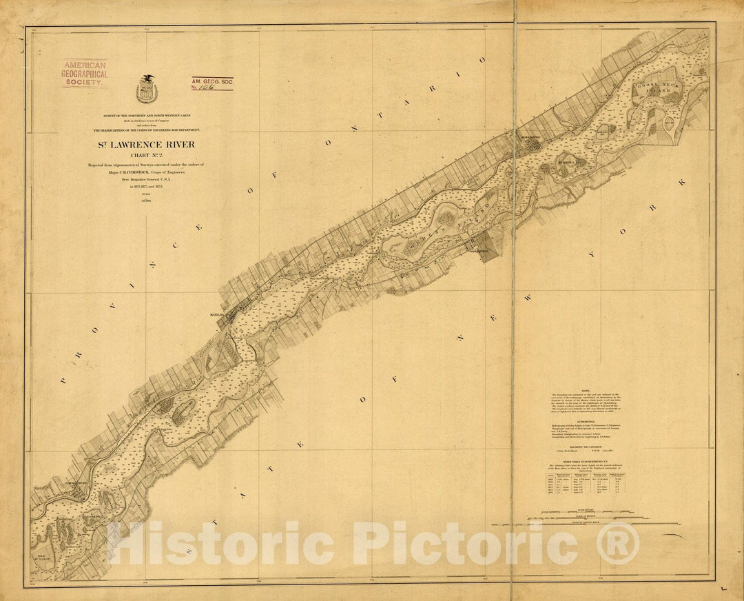 Map : Lake Survey Charts, St. Lawrence River chart no. 2, Antique Vintage Reproduction