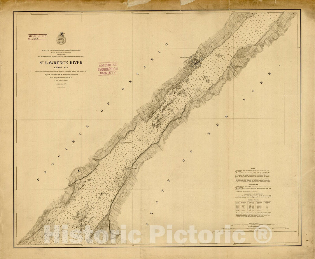 Map : Lake Survey Charts, St. Lawrence River chart no. 4, Antique Vintage Reproduction