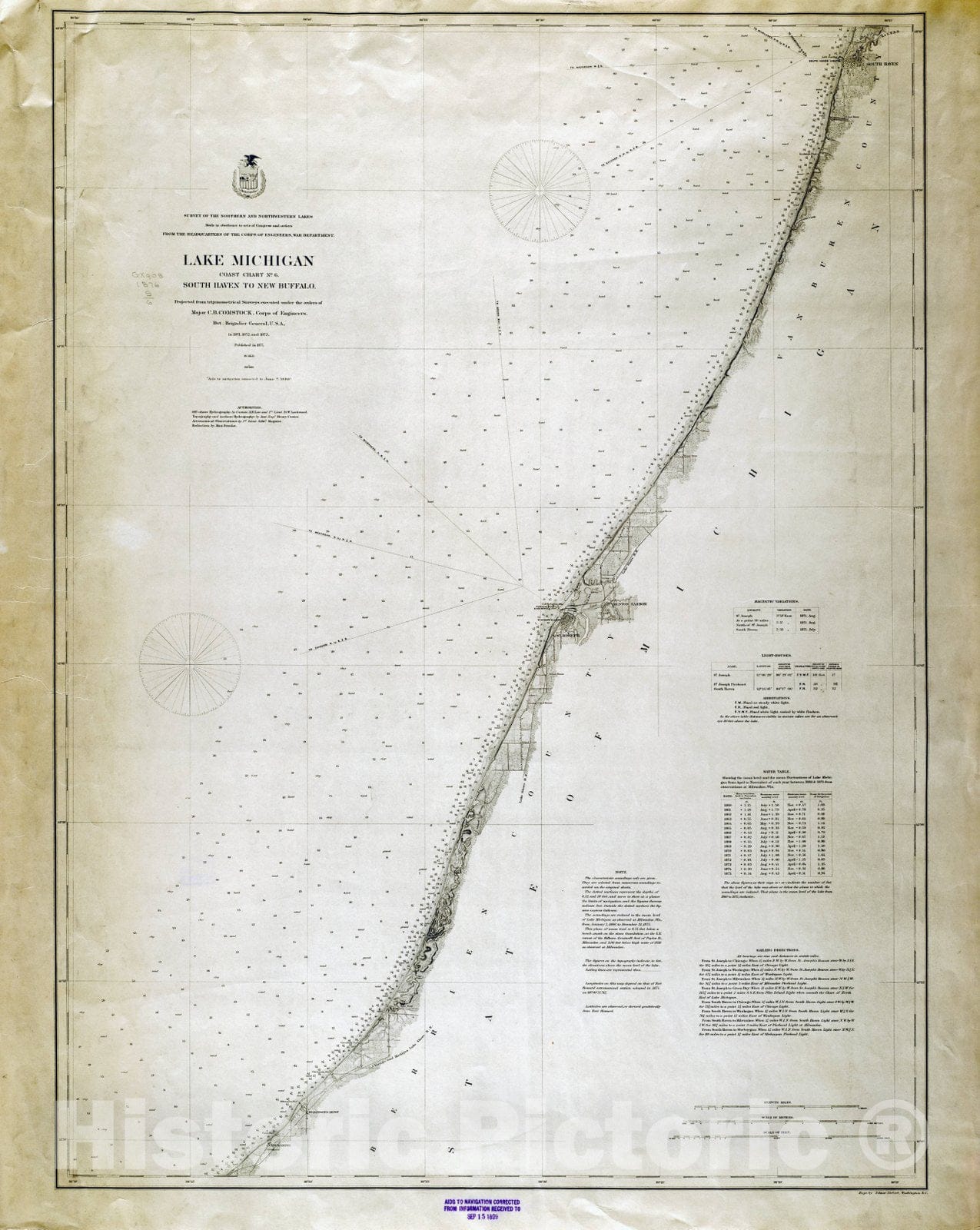 Map : Lake Survey Charts, Lake Michigan coast chart no. 6 South Haven to New Buffalo, Antique Vintage Reproduction