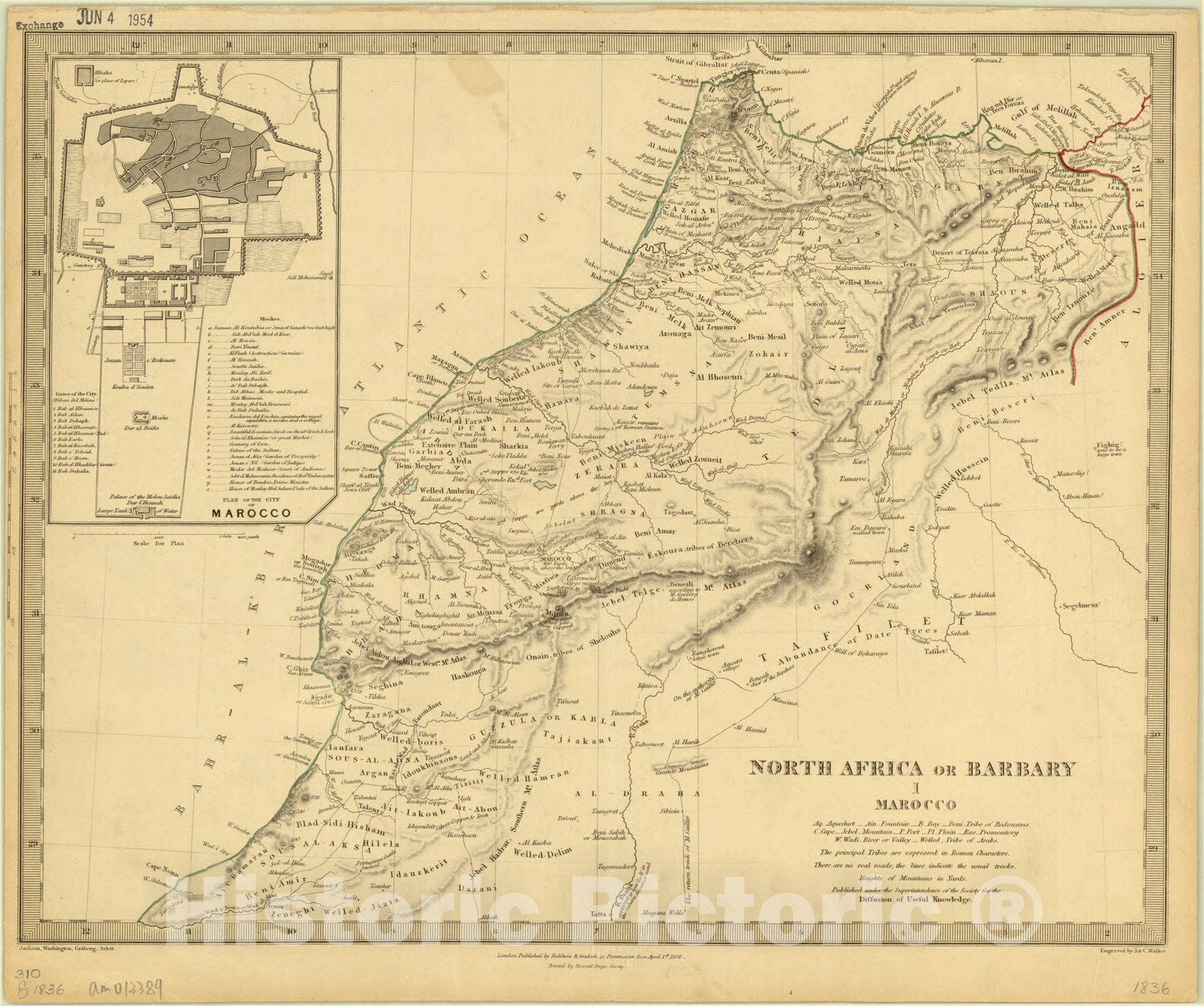 Map : Northern Africa 1836, North Africa or Barbary I: Marocco , Antique Vintage Reproduction