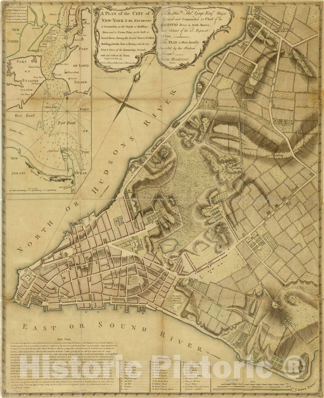 Map : Manhattan, New York 1775, Antique Vintage Reproduction