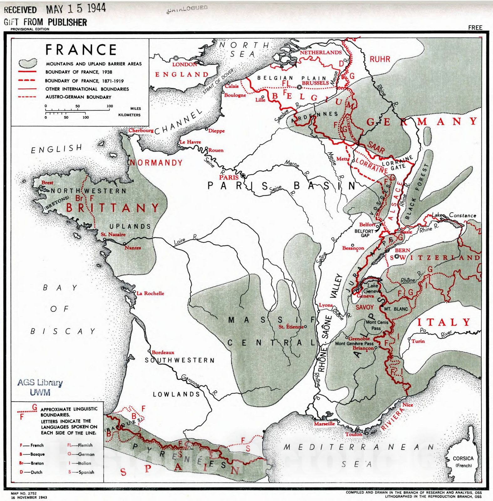 Map : France 1943, , Antique Vintage Reproduction