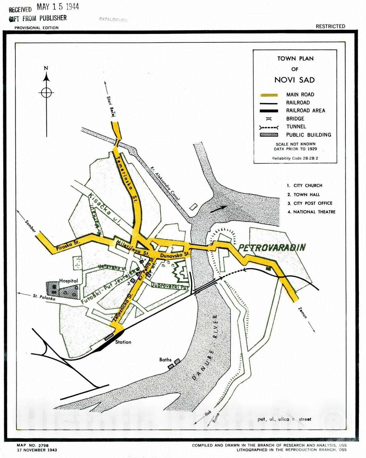 Map : Novi Sad, Serbia 1943, Town plan of Novi Sad , Antique Vintage Reproduction