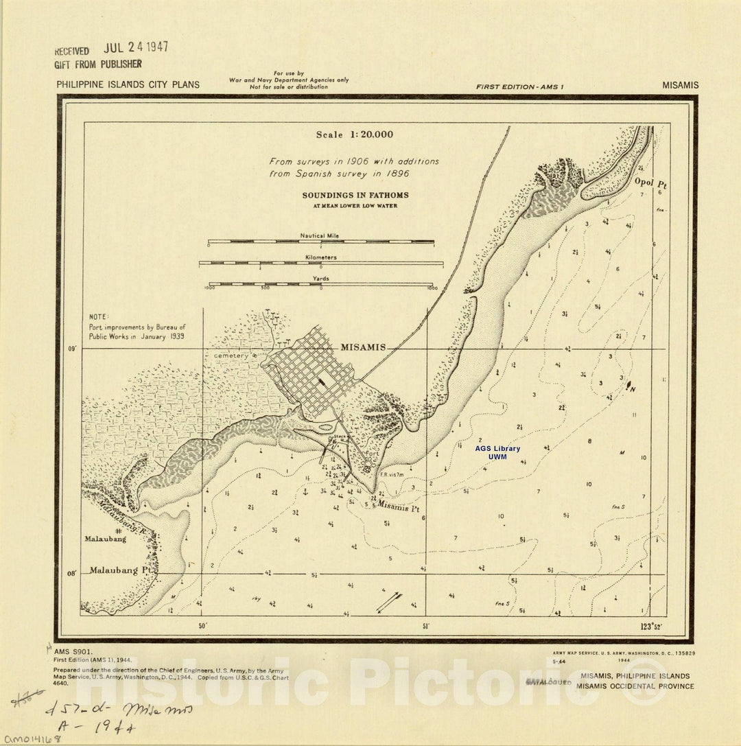 Map : Misamis, Philippines 1944, Misamis, Philippine Islands, Misamis Occidental Province, Antique Vintage Reproduction