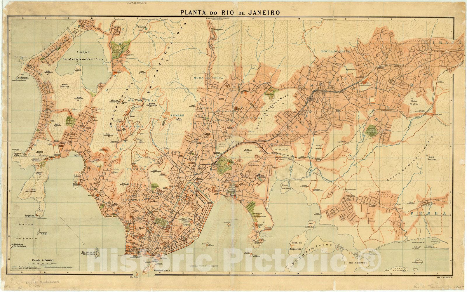 Historic Map : Rio de Janeiro, Brazil 1915, Rio de Janeiro : planta-guia com indicac?oes praticas e indice alphabetico dos nomes contidos na planta , Antique Vintage Reproduction