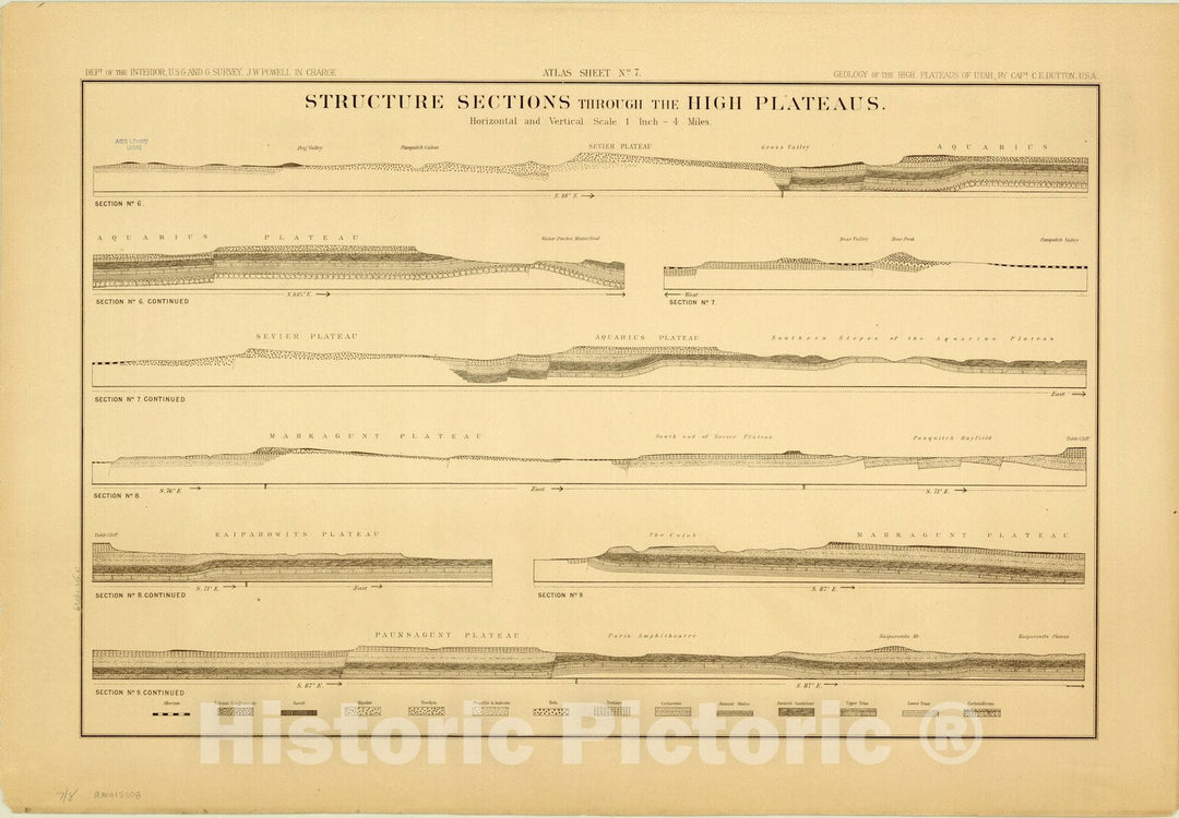 Map : Utah Atlas 1879 2, Topographical and geological atlas of the district of the high plateaus of Utah , Antique Vintage Reproduction