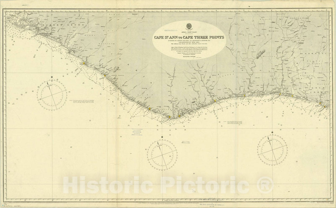 Map : West Africa 1905, Africa, West Coast : Cape St. Ann to Cape Three Points , Antique Vintage Reproduction