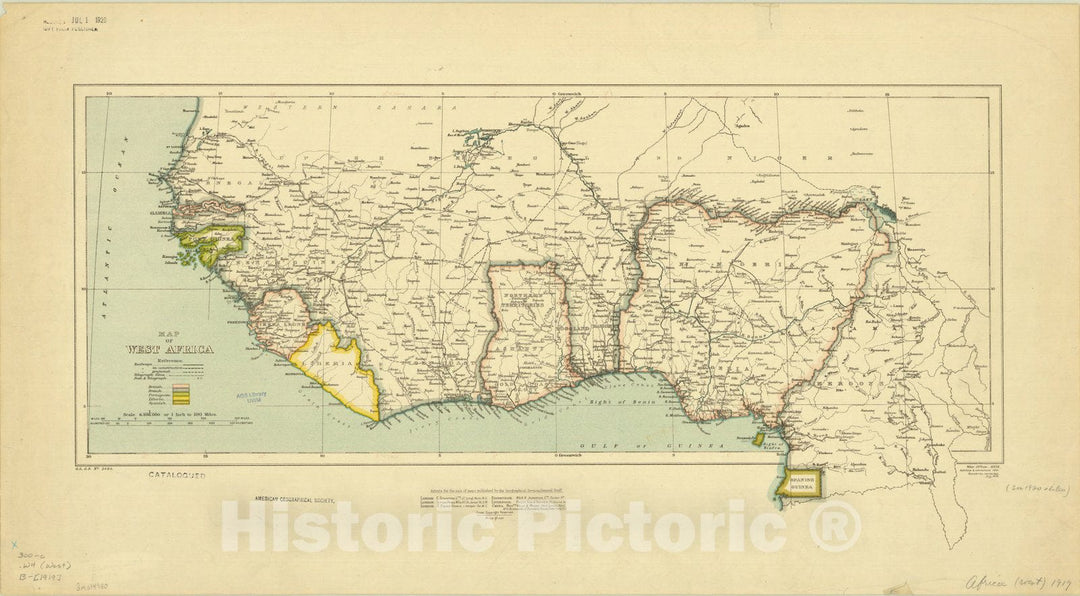 Map : West Africa 1919, Map of West Africa, Antique Vintage Reproduction