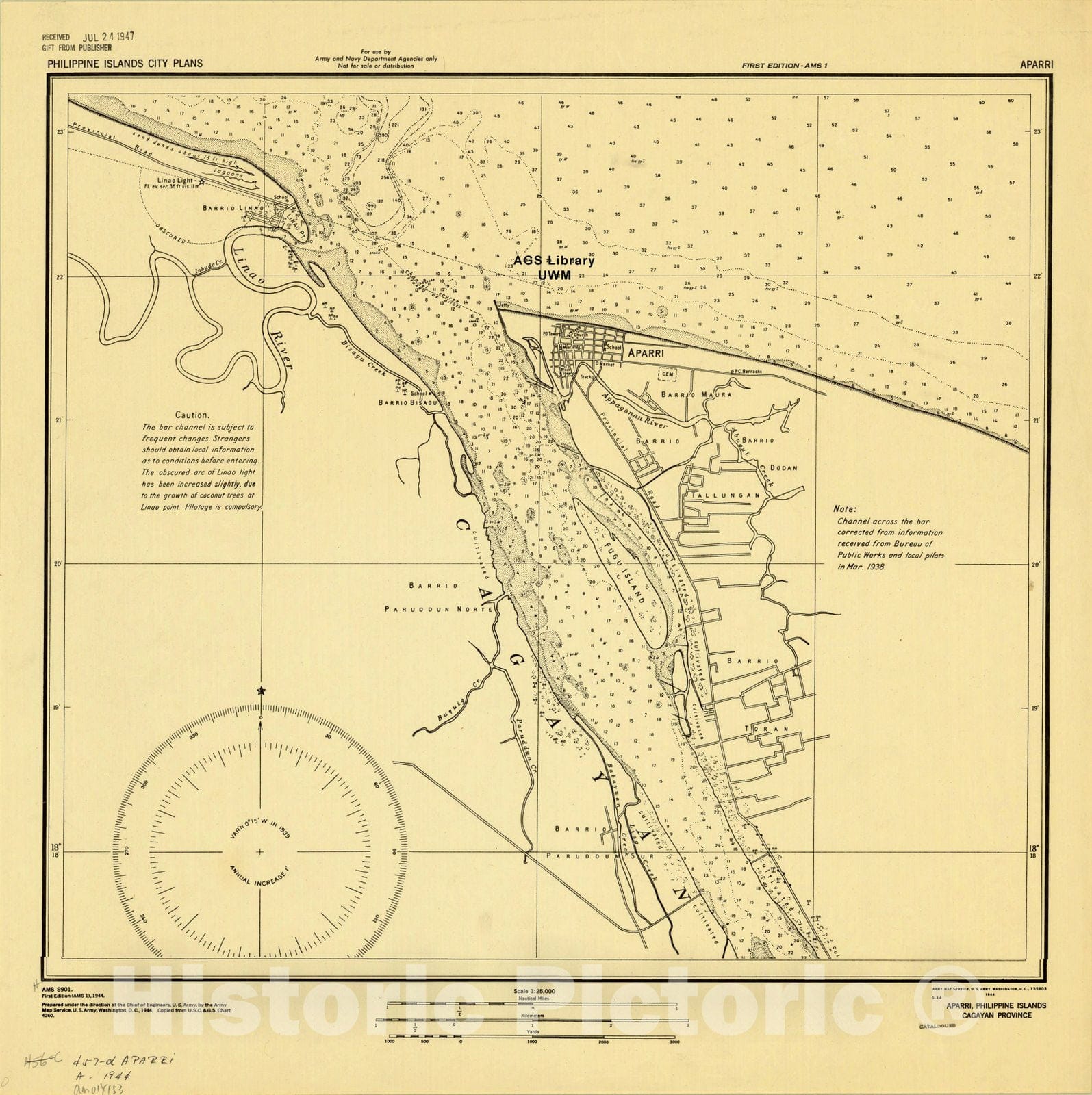 Map : Aparri, Philippine Islands 1944, Aparri, Philippine Islands, Cagayan Province, Antique Vintage Reproduction