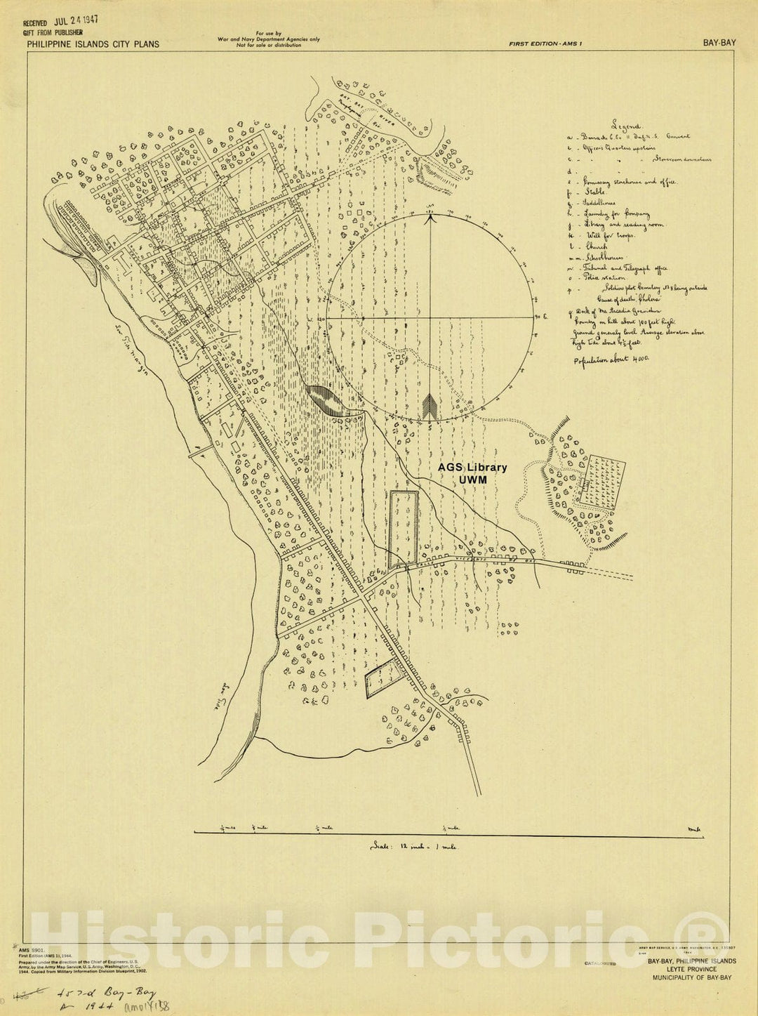 Map : Bay-Bay, Philippine Islands, Leyte Province, Municipality of Bay-Bay 1944, Bay-Bay, Philippine Islands, Leyte Province, Municipality of Bay-Bay