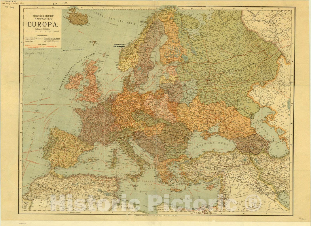 Map : Europe 1920, , Antique Vintage Reproduction