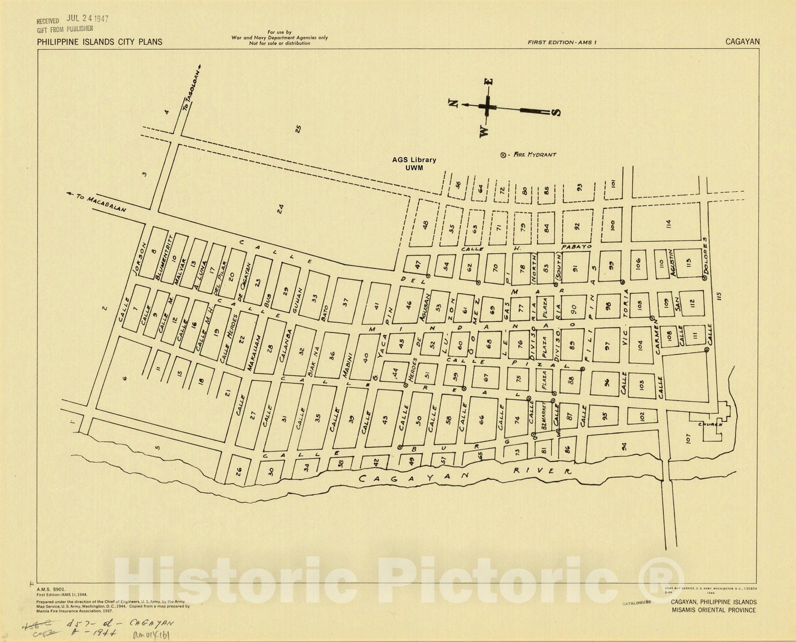 Map : Cagayan, Philippine Islands 1944, Cagayan, Philippine Islands, Misamis Oriental Province, Antique Vintage Reproduction