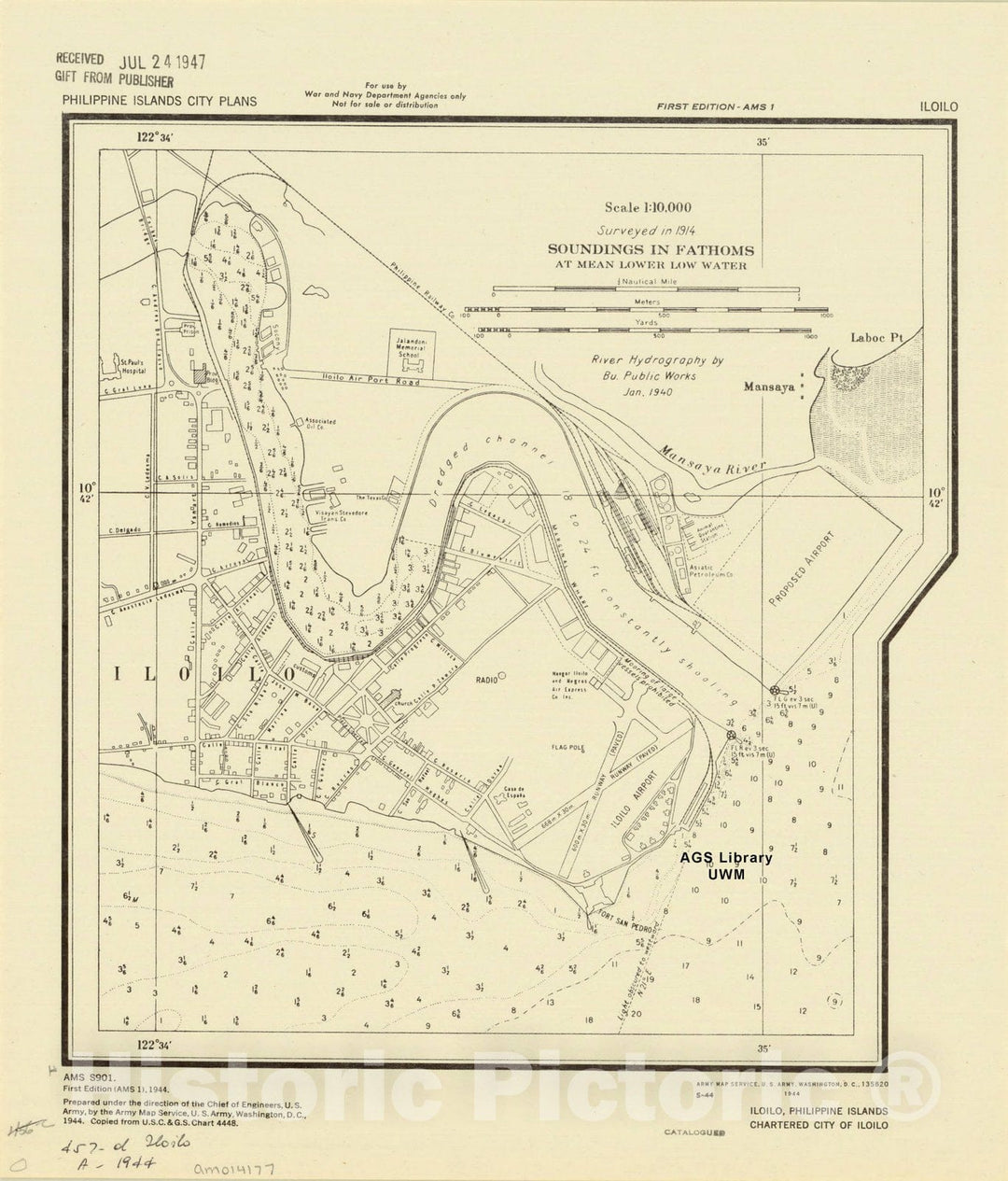 Map : Iloilo, Philippine Islands 1944, Iloilo, Philippine Islands, chartered city of Iloilo, Antique Vintage Reproduction